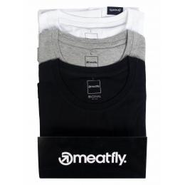 Trička Meatfly Logo Multipack 2023 Black/Grey Heather/White