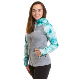 dámská technická mikina Meatfly Alisha Hoodie 21/22 Light Grey/Universe Mint