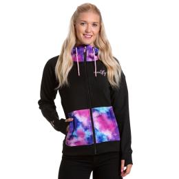 dámská technická mikina Meatfly Alisha Technical Hoodie 2022 Black/Purple Aquarel