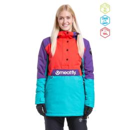 dámská zimní bunda na lyže/snowboard Meatfly Aiko Jacket 23/24 Turquoise/Ferrari Red