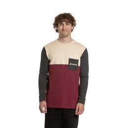 Pánské Tričko Meatfly Harvey 202 5 Sand/Dark Wine