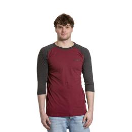 Pánské tričko s 3/4 rukávem Meatfly Reagan 2025 Dark Wine/Charcoal Heather