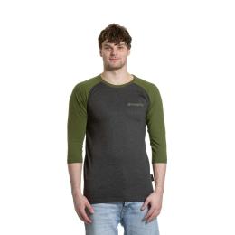 Pánské tričko s 3/4 rukávem Meatfly Reagan 2025 Olive/Charcoal Heather