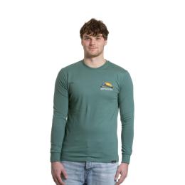 Pánské triko s dlouhým rukávem Meatfly Julien 202 5 Teal Green Mountains