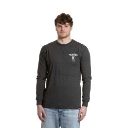 Pánské triko s dlouhým rukávem Meatfly Julien 202 5 Charcoal Heather Skeleton